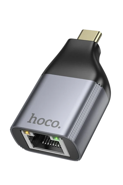 Hoco. UA35 Tak Çalıştır Type-C to RJ45 100Mbps Ethernet Dönüştürücü - Gri ürün görseli 1