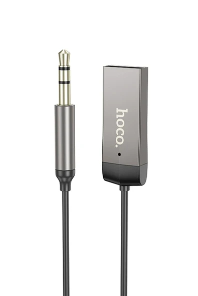 Hoco. E78 Tak Çalıştır BT Alıcılı 3.5mm Esnek Aux Kablo - Gri ürün görseli 1