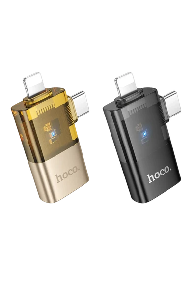 Hoco. UA36E 2in1 Tak Çalıştır Lightning ve Type-C to USB 3.0 Dönüştürücü - Siyah ürün görseli 1