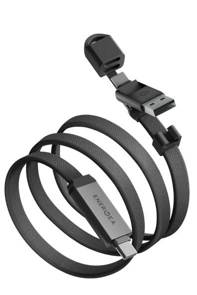 Energea Sheath Travel 1.2M 60W 2in1 Type-C to Type-C ve USB-A Hızlı Şarj Kablo - Gümüş ürün görseli 1