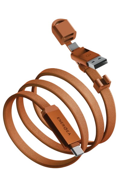 Energea Sheath Travel 1.2M 60W 2in1 Type-C to Type-C ve USB-A Hızlı Şarj Kablo - Turuncu ürün görseli 1