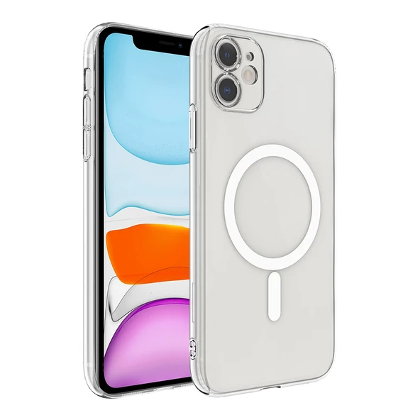 iPhone 11 Kılıf Kamera Korumalı MagSafe Şarj Özellikli Lüx Şeffaf London Silikon Kapak ürün görseli 1