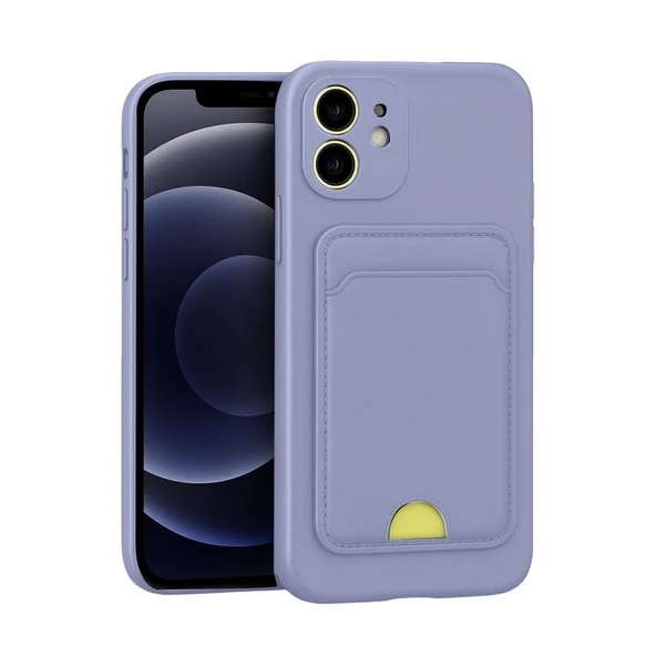 İphone 11 Kılıf Kelvin Kartvizitli Silikon - Lila ürün görseli 1