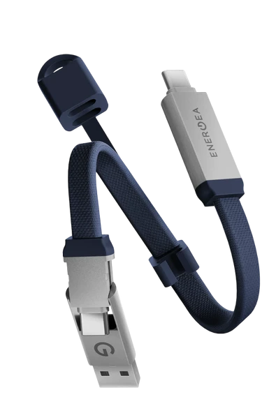 Energea Sheath Key 15cm 60W 2in1 Type-C to Type-C ve USB-A Hızlı Şarj Kablo - Mavi ürün görseli 1