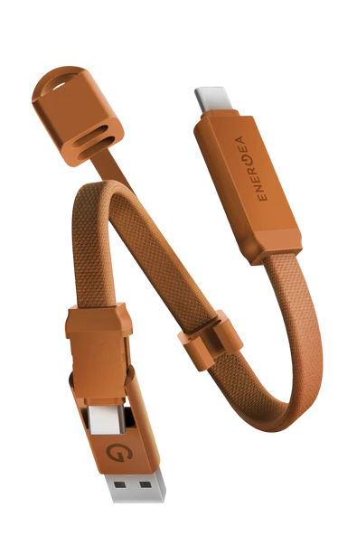 Energea Sheath Key 15cm 60W 2in1 Type-C to Type-C ve USB-A Hızlı Şarj Kablo - Turuncu ürün görseli 1