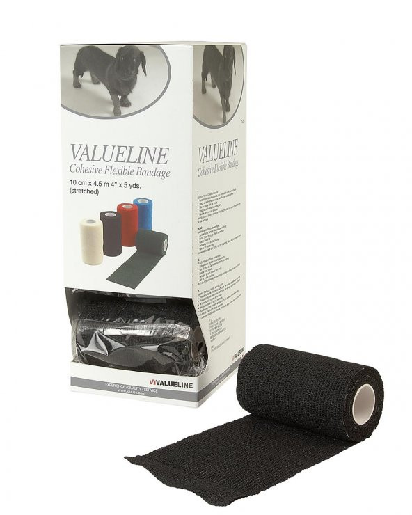 VALUELİNE Flexible Bandaj. 10 cm x 4,5 mt. Siyah ürün görseli 1