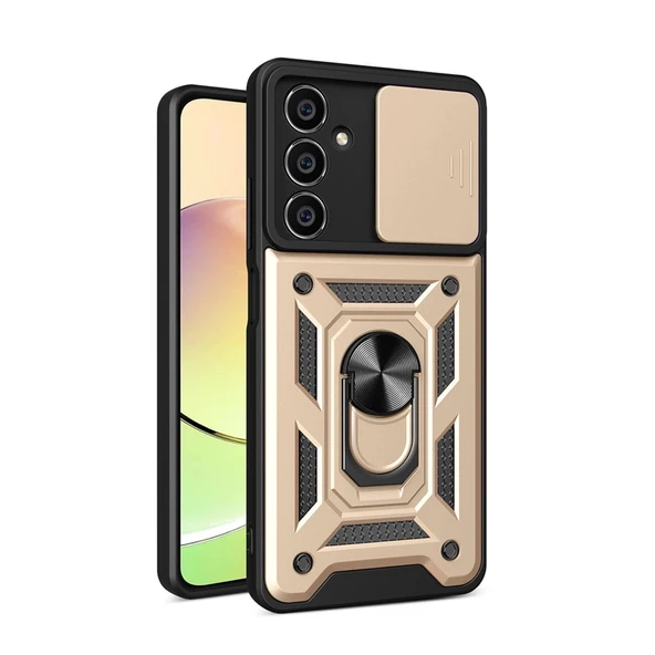 Samsung Galaxy A25 5g Kılıf Pars Lens Yüzüklü Silikon - Gold ürün görseli 1