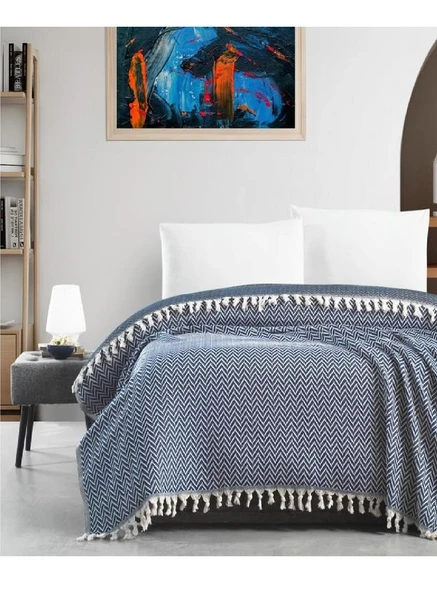 Schafer Home Stripe 200x220 Pike 1 Parça-İndigo ürün görseli 1