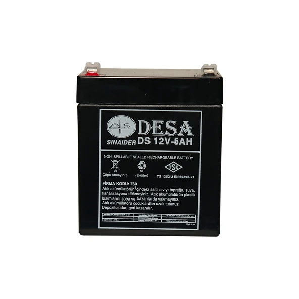 Tse Belgeli Desa 12V 5AH - 12V 5A Kuru Bakımsız Akü ürün görseli 1