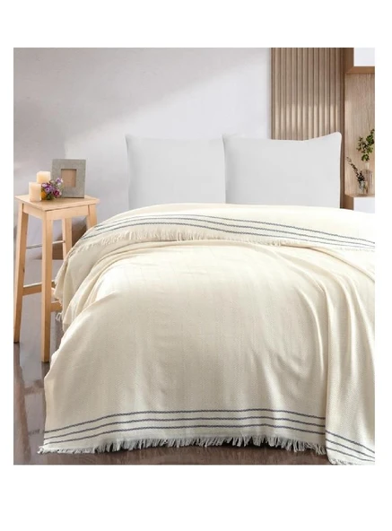 Schafer Home Rena Çift Kişilik Pike 200x230 Cm-Ekru/İndigo ürün görseli 1
