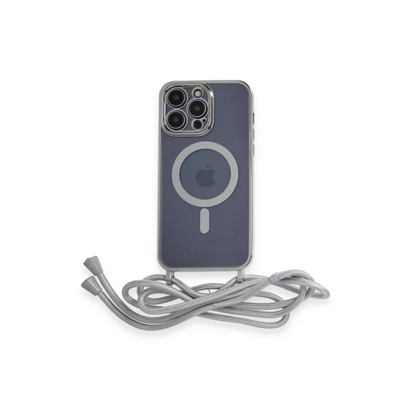 İphone 12 Pro Kılıf Divo Lazer Askılı Magsafe Kapak - Gümüş ürün görseli 1