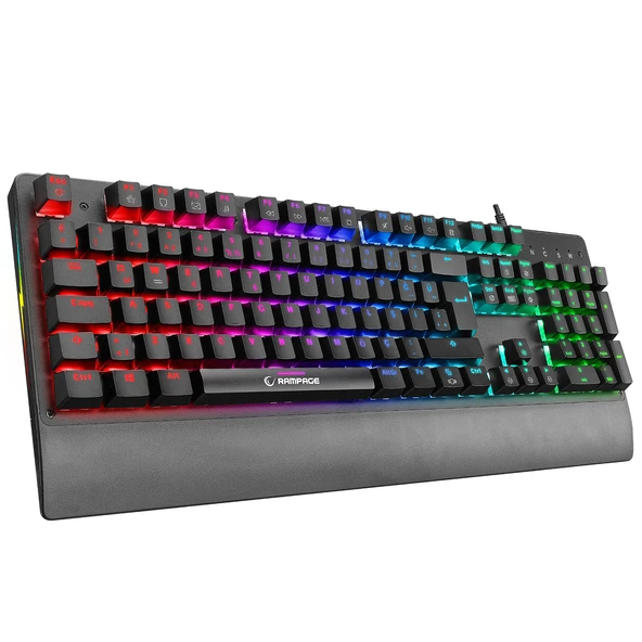 RAMPAGE RMK-GX9 PULSAR SIYAH USB RGB AYDINLATMALI Q BLUE SWITCH GAMING MEKANIK OYUNCU KLAVYESİ RAMPAGE ürün görseli 1