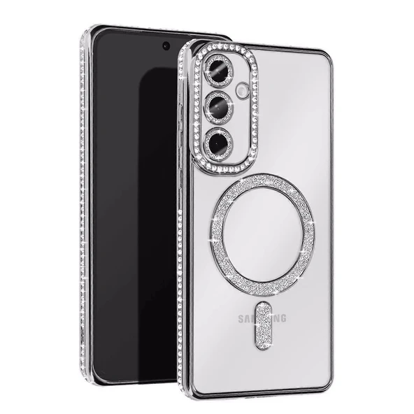 Samsung Galaxy A56 Joke Simli Magneticsafe Kılıf - Gümüş ürün görseli 1