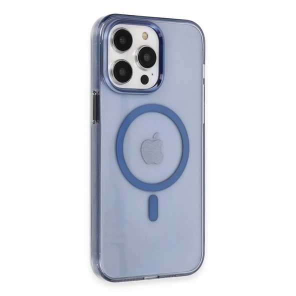 İphone 14 Pro Kılıf Tron Şeffaf Magsafe Kapak - Mavi ürün görseli 1