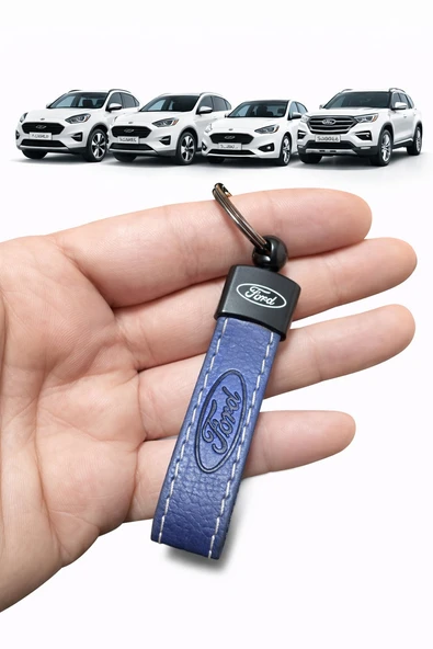 Ford Ve Logolu Anahtarlık SUNİ Deri (LACİVERT) ürün görseli 1