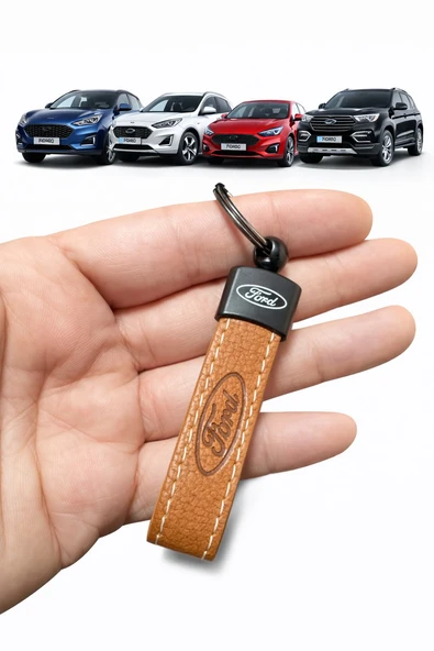 Ford Ve Logolu Anahtarlık SUNİ Deri (KAHVERENGİ) ürün görseli 1