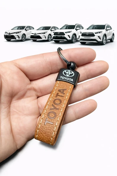 Toyota Ve Logolu Anahtarlık SUNİ Deri (KAHVERENGİ) ürün görseli 1