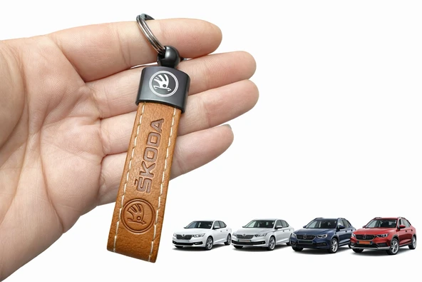 Skoda Uyumlu Suni Deri Anahtarlık – Şık Tasarım, Dayanıklı Kullanım Kahverengi 1 Adet ürün görseli 1