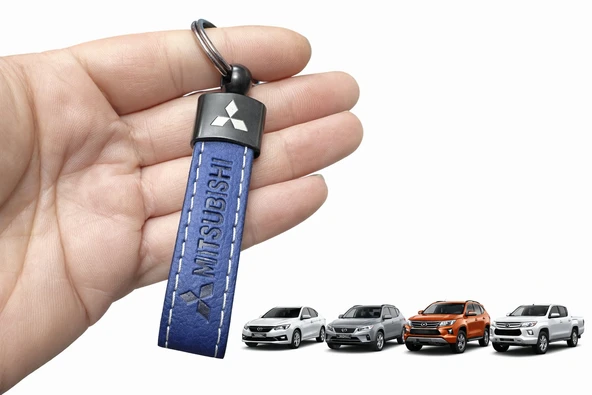 Mitsubishi Suni Deri Anahtarlık Şık Tasarım Dayanıklı Lacivert 1 Adet ürün görseli 1