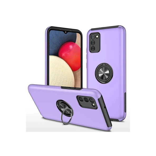 Samsung Galaxy A02s Kılıf Elit Yüzüklü Kapak - Mor ürün görseli 1