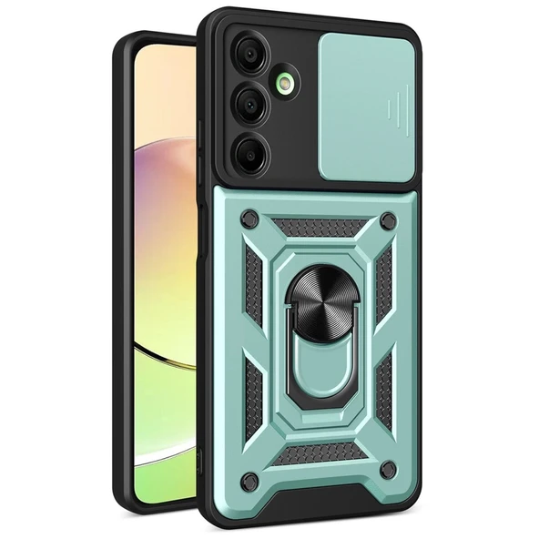 Samsung Galaxy A56 Kılıf Pars Lens Yüzüklü Silikon - Yeşil ürün görseli 1