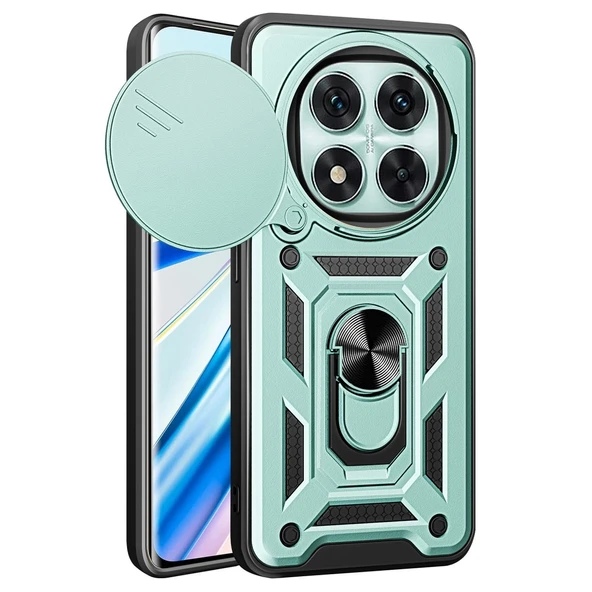 Xiaomi Redmi Note 14 Pro 5g Kılıf Pars Lens Yüzüklü Silikon - Yeşil ürün görseli 1