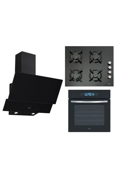 Çetintaş Premium Full Dokunmatik Siyah Cam Ankastre Set 15 ürün görseli 1