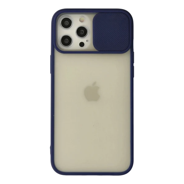 İphone 12 Pro Max Kılıf Palm Buzlu Kamera Sürgülü Silikon - Lacivert ürün görseli 1