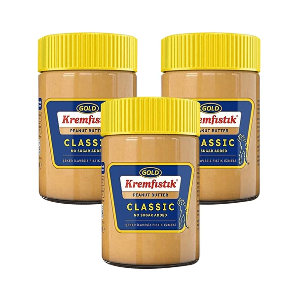 Gold Fıstık Ezmesi Classic Şekersiz 340 gr x 3 Adet ürün görseli 1