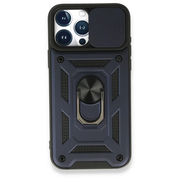 İphone 15 Pro Max Kılıf Pars Lens Yüzüklü Silikon - Lacivert ürün görseli 1