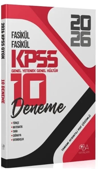 2026 KPSS Genel Yetenek Genel Kültür 10 Deneme CBA Yayınları ürün görseli 1
