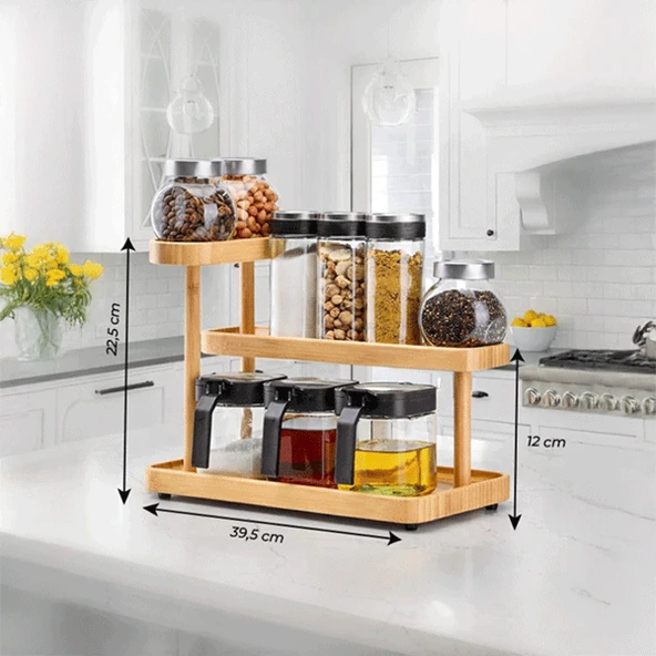 Bambu Soft Stand 3 Katlı, Doğal Bambu Organizer, Şık ve Dayanıklı Çok Amaçlı Düzenleyici ürün görseli 1