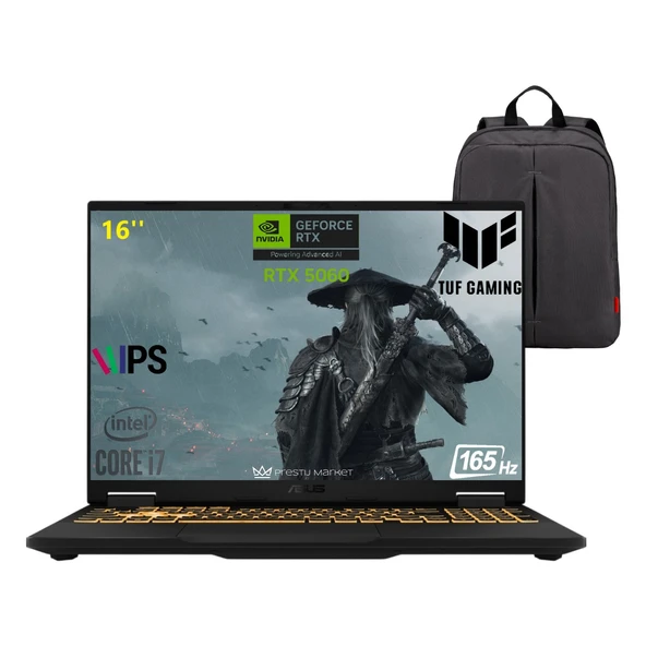 Tuf Gaming F16 FX608JMR-RV075 P6 Intel Core I7-14650HX 64GB 2tb SSD RTX5060 115W 16" Fhd+ 165Hz WIN11 Gaming Laptop (Çanta Hediyeli) ürün görseli 1