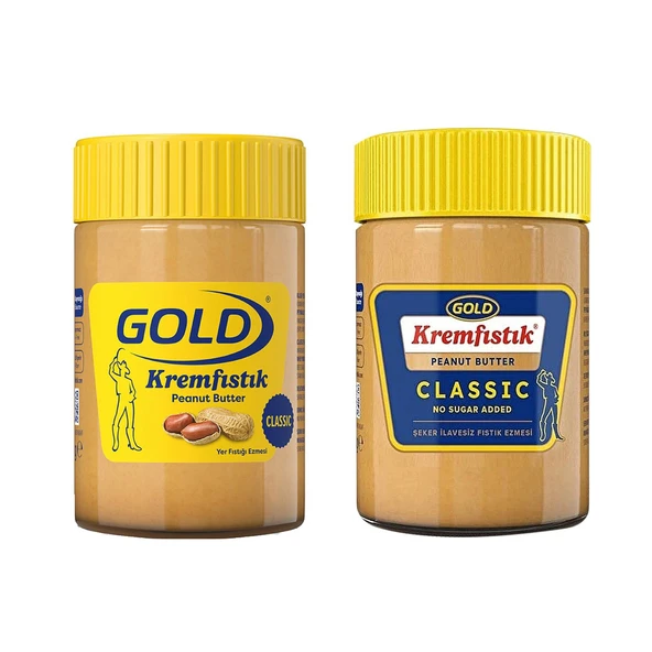 Gold Fıstık Ezmesi Classic ve Şekersiz 340 gr 2 li Paket ürün görseli 1