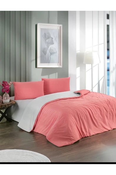 Sheri Home Tekstil Çift Kişilik Kolay Ütülenebilir Nevresim Seti Yorgan kılıfı+2Adet Yastık Kılıfı TY145321 ürün görseli 1
