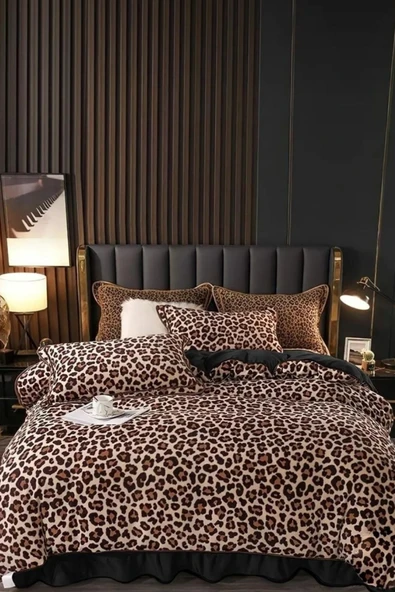 Sheri Home Tekstil Pure Leo Çift Kişilik Nevresim Seti(YORGAN KILIFI 2 Lİ YASIK KILIFI) %100 Pamukleopar ürün görseli 1