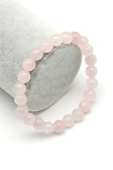 Pembe Kuvars Doğal Taş Bileklik 8 mm Fasetli Küre Kesim - BLK-2148 ürün görseli 1