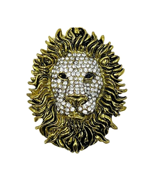 Lüks Gold Detaylı Kristal Taşlı Aslan Başı Magnet - Dekoratif Obje ürün görseli 1