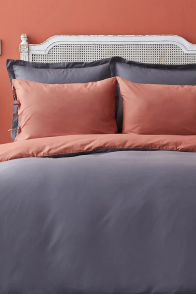 Sheri Home Tekstil Lastikli Çarşaflı Çift Kişilik Nevresim Takımı | PudrANTRASİT ürün görseli 1