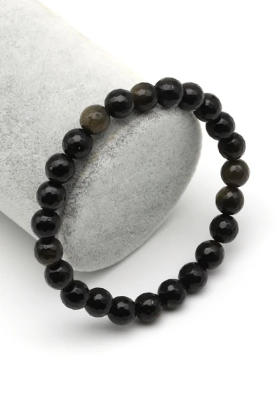Golden Obsidyen Doğal Taş Bileklik 8 mm Fasetli Küre Kesim - BLK-2147 ürün görseli 1