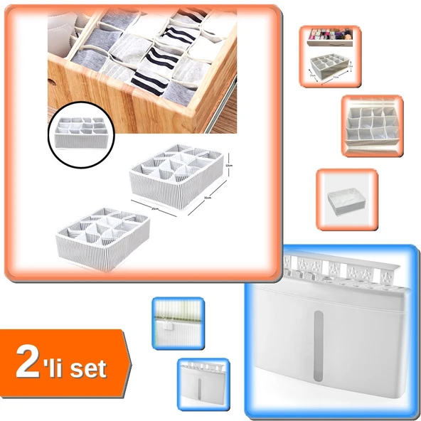 12 Bölmeli Pratik Çekmece Düzenleyici + Fresh Air Kalorifer Suluğu - 2li Set E6Q3S5 ürün görseli 1