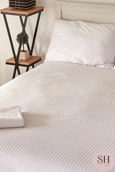 Sheri Home Tekstil Lüks Otel Tek Kişilik Nevresim Seti 83 Tel Çizgili Saten 1 Adet Yastık Kılıfı Dahil558855 ürün görseli 1