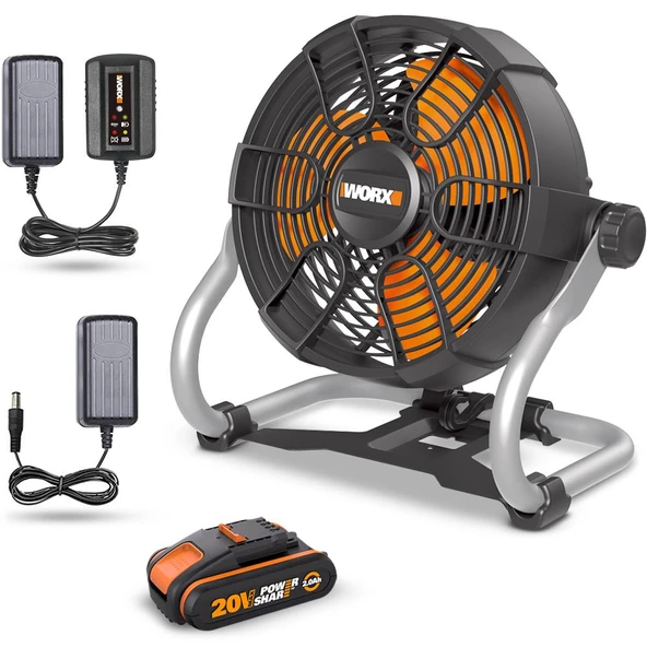 WORX WX095 20Volt 2.0Ah. Li-ion 242mm Profesyonel Hibrit Şantiye Fanı/Vantilatör ürün görseli 1