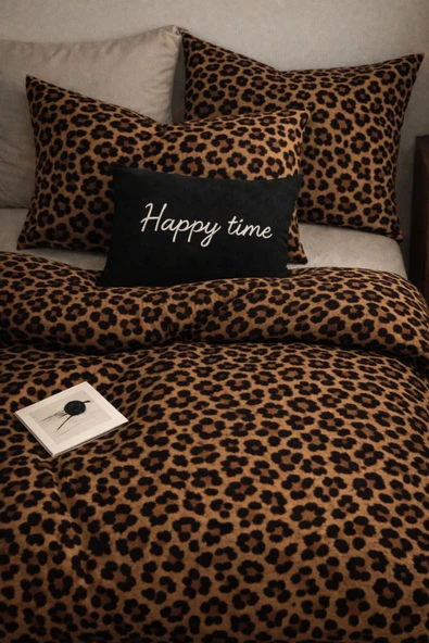 Sheri Home Lastikli Çarşafli Tek Kişilik Nevresim Takımı %100 Pamuk Leopar8387377 ürün görseli 1
