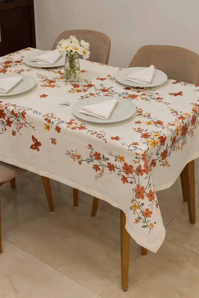 Sheri Home Ham Kumaş Kırçiçek Desenli Masa Örtüsü – %100 Pamuk ürün görseli 1
