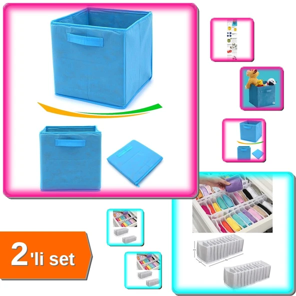 Akordiyon Çekmece Düzenleyici + Çok Amaçlı Dolap İçi Düzenleyici Kutu - 2li Set Z8X3A1 ürün görseli 1