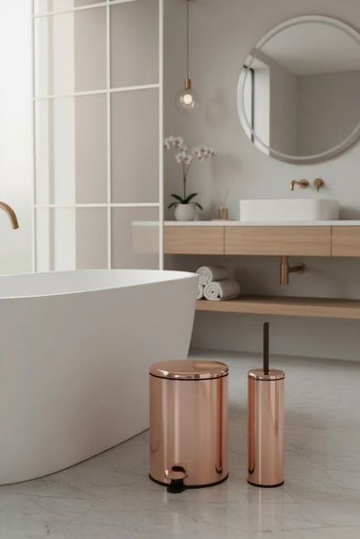 Primanova Cigo Çöp Kovası Tuvalet Fırçası Rose Gold ürün görseli 1