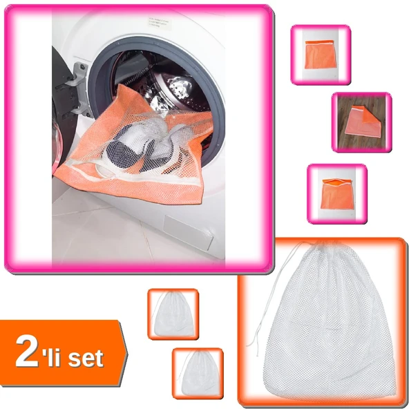 Turuncu Fermuarlı Ayakkabı Yıkama Filesi 36x36 Cm + Perde Yıkama Filesi 60x80 Cm - 2li Set F9N6J1 ürün görseli 1