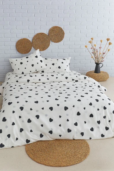 Sheri Home YENİ SİYAHKALP 100% Pamuk Tek Kişilik Nevresim Seti(Yorgan Kılıfı+1 Adet Yastık Kılıfı) MODEL8821 ürün görseli 1