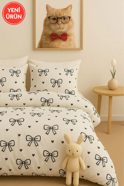 Sheri Home Tekstil Fiyonk Tek Kişilik Nevresim Seti Yorgan Kılıfı +1 adet Yastık Kılıfı 889221969488 ürün görseli 1